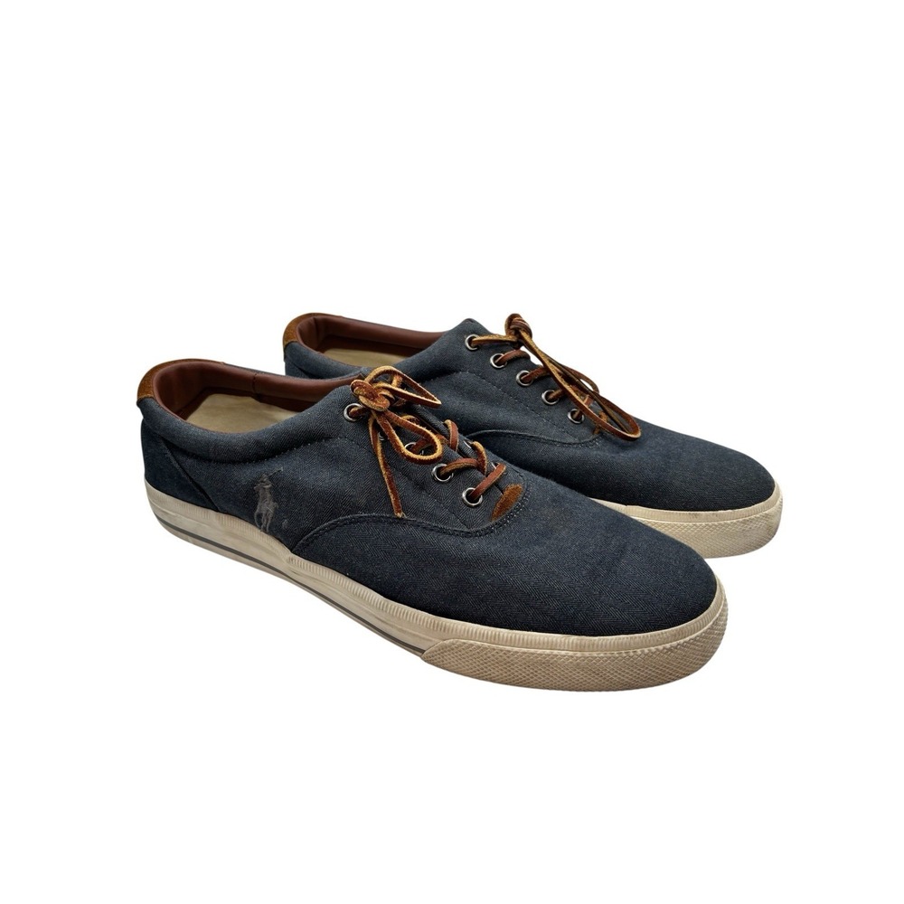 Polo‎ Ralph Lauren Vaughn Sneakers Men's Size 13D Blue Chambray Canvas Sneaker